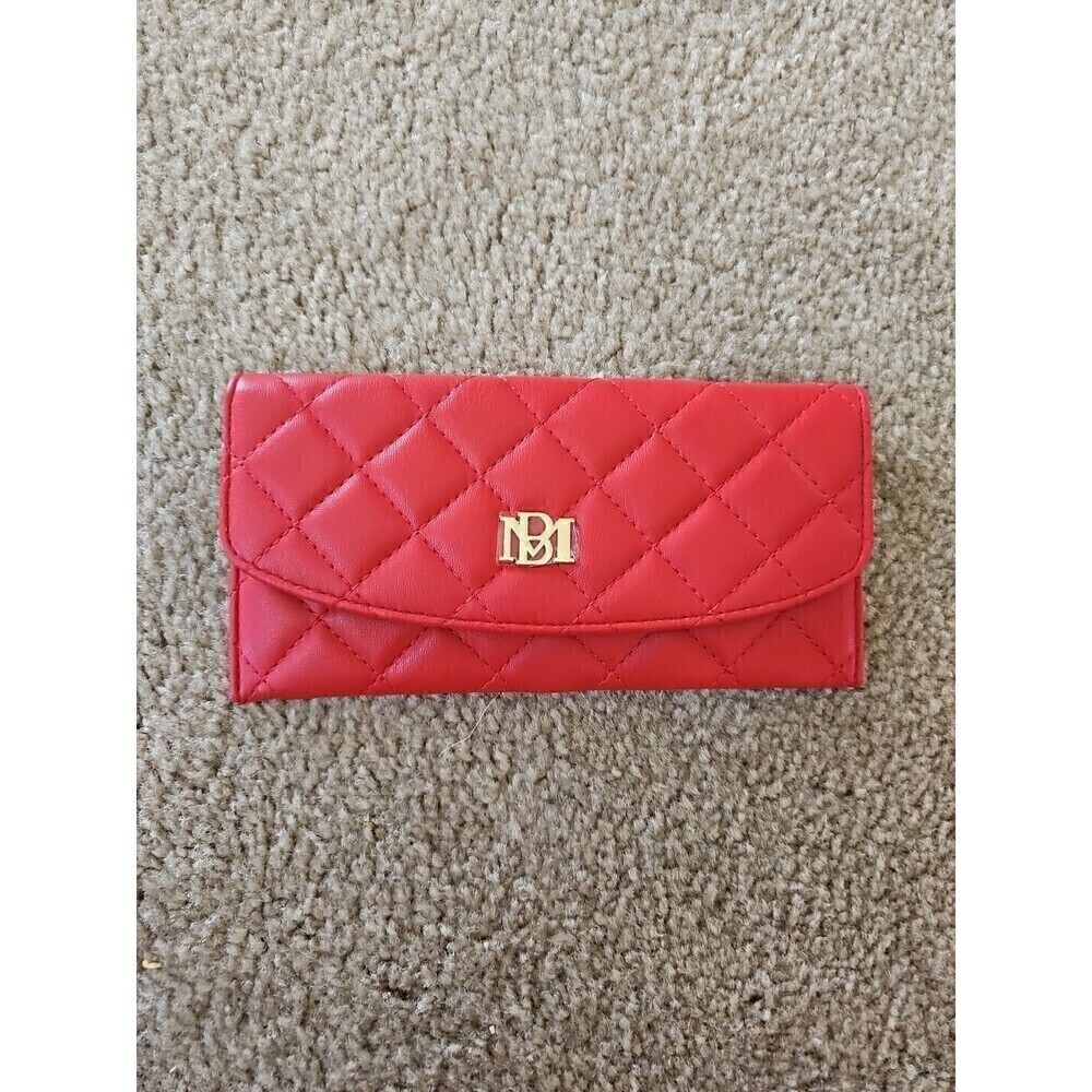 Badgley Mischka Red Vegan Leather Card Holder Wallet